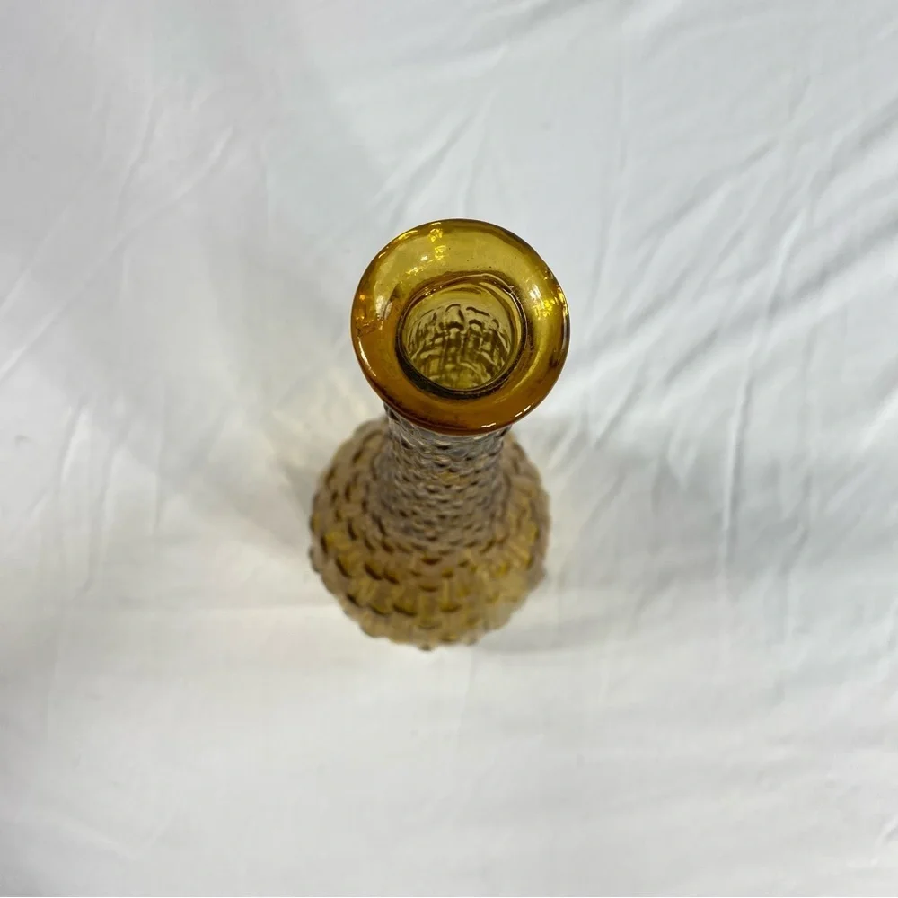 Vintage Dark Amber Wax Drip 60’s Genie Bottle Elongated Vase / Decanter - Picture 3 of 3